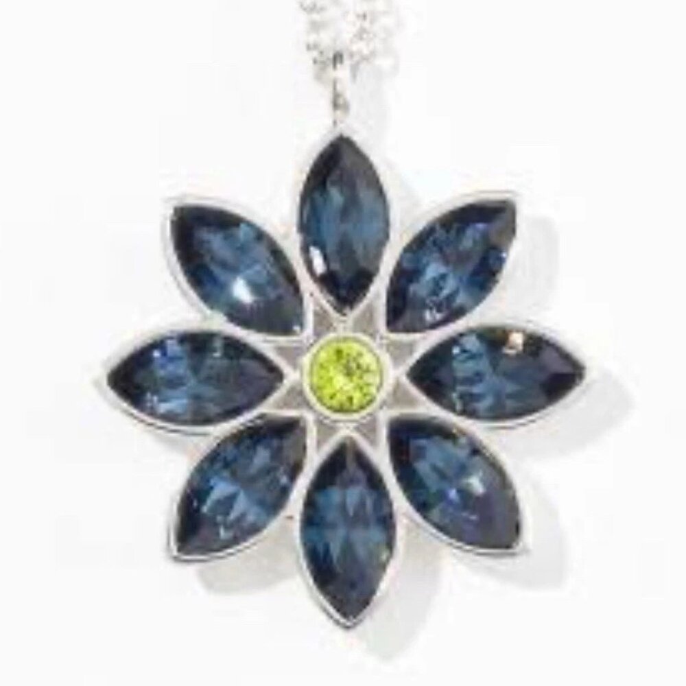 Touchstone Crystal Swarovski Just For You Pendant Necklace ~ Blue ~ 2451N~ NIB